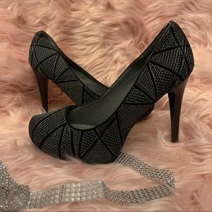 Black & Silver Platform Heels